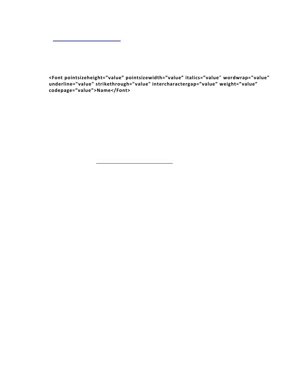 Defining the font tag (optional), Defining the font tag (optional) -5 | Avery Dennison Pathfinder 6057 LNT Programmer Manual using XML User Manual | Page 25 / 80