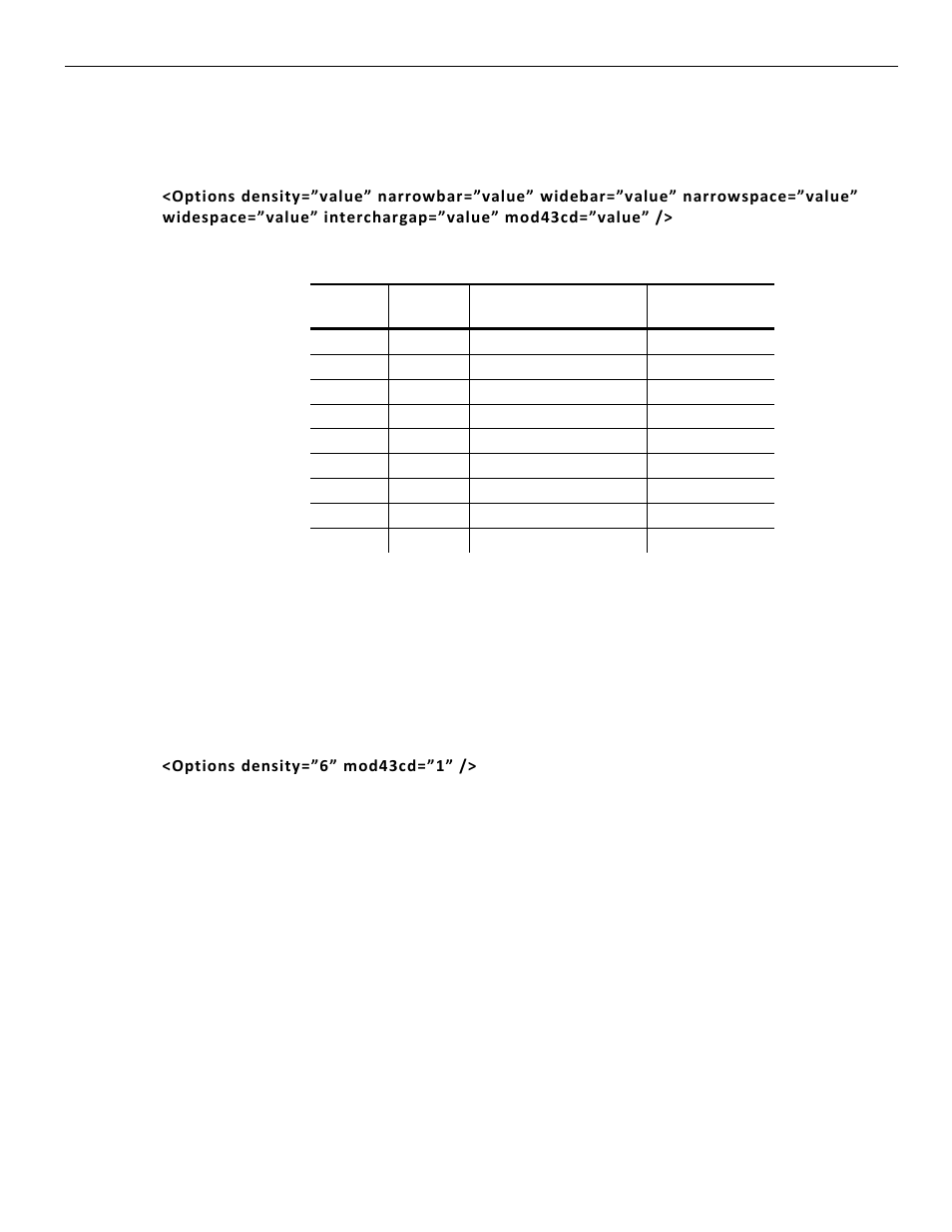 Defining the code 39 options tag (optional), Defining the code 39 options tag (optional) -3 | Avery Dennison Pathfinder 6057 LNT Programmer Manual using XML User Manual | Page 43 / 80