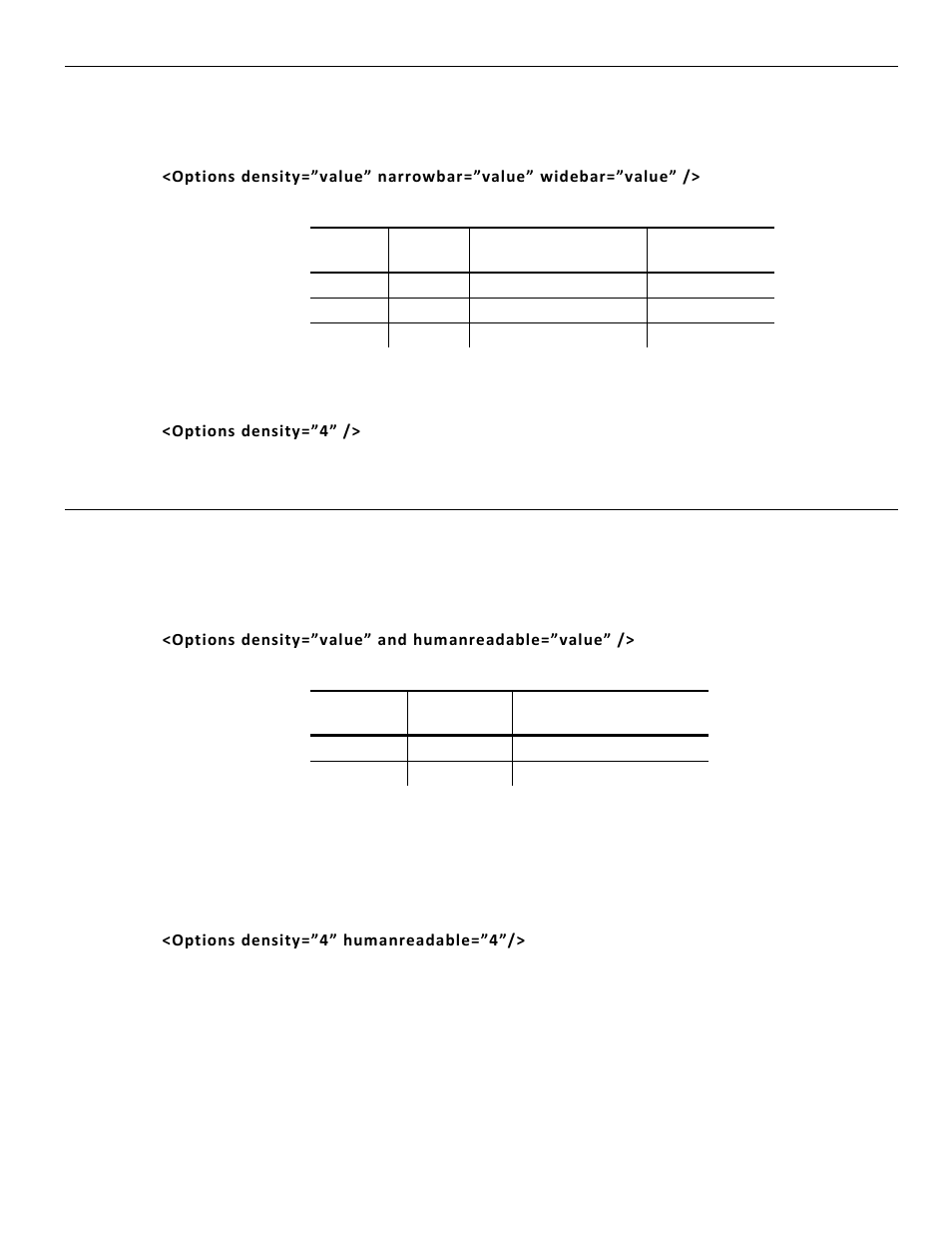 Defining the msi options tag (optional), Defining the upca/upce/ean options tag (optional) | Avery Dennison Pathfinder 6057 LNT Programmer Manual using XML User Manual | Page 46 / 80