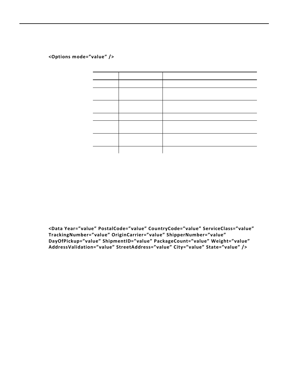 Defining the maxicode options tag (optional), Defining the data tag (required), Defining the maxicode options tag (optional) -9 | Defining the data tag (required) -9 | Avery Dennison Pathfinder 6057 LNT Programmer Manual using XML User Manual | Page 49 / 80