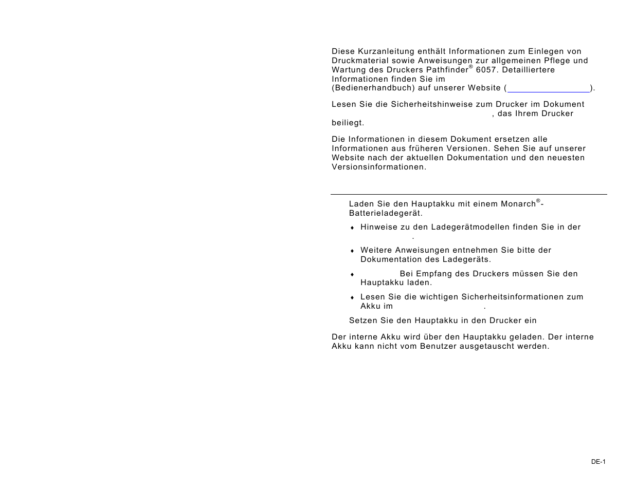 Laden des akkus | Avery Dennison Pathfinder 6057 Quick Reference User Manual | Page 47 / 115