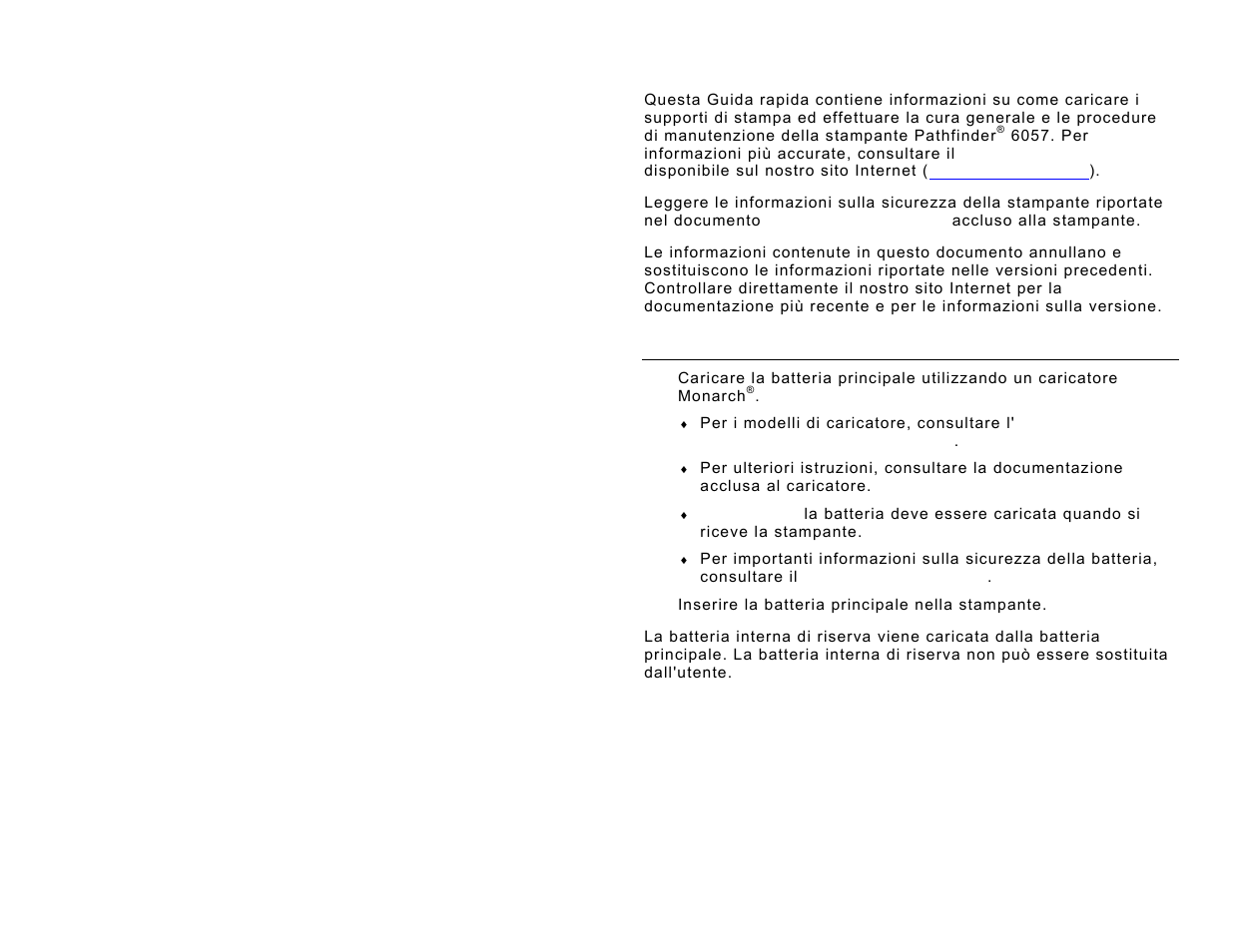 Carica della batteria | Avery Dennison Pathfinder 6057 Quick Reference User Manual | Page 67 / 115