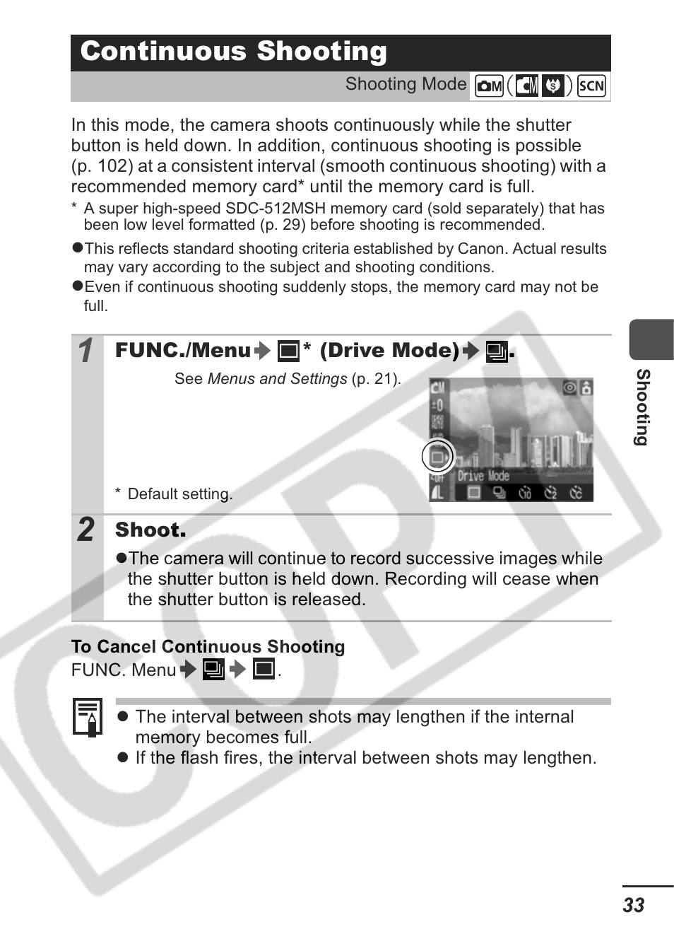 Continuous shooting | Canon A430 User Manual | Page 35 / 115