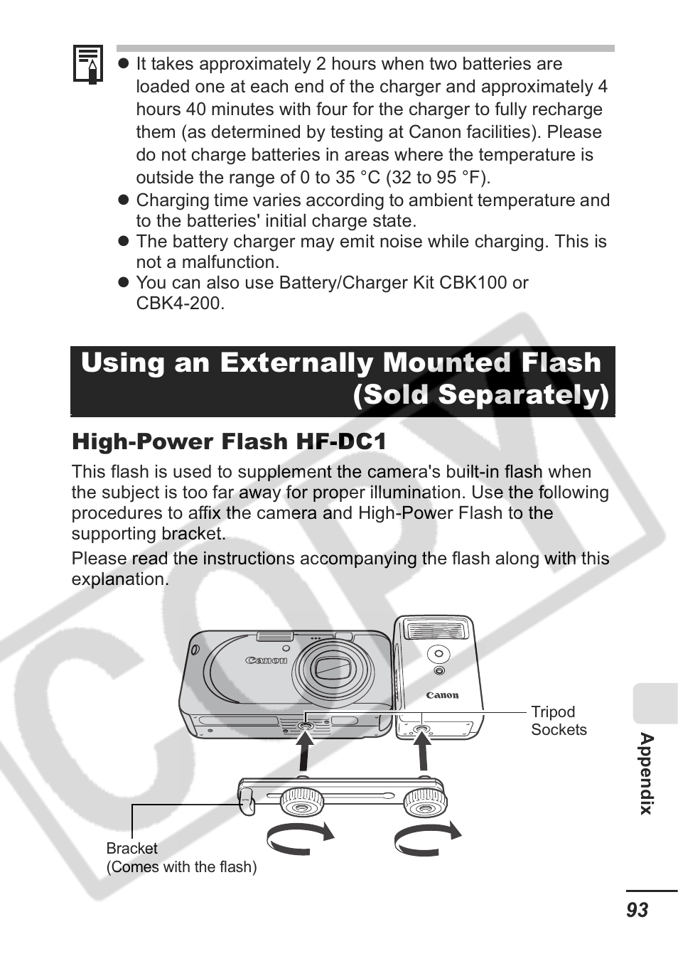 High-power flash hf-dc1 | Canon A430 User Manual | Page 95 / 115