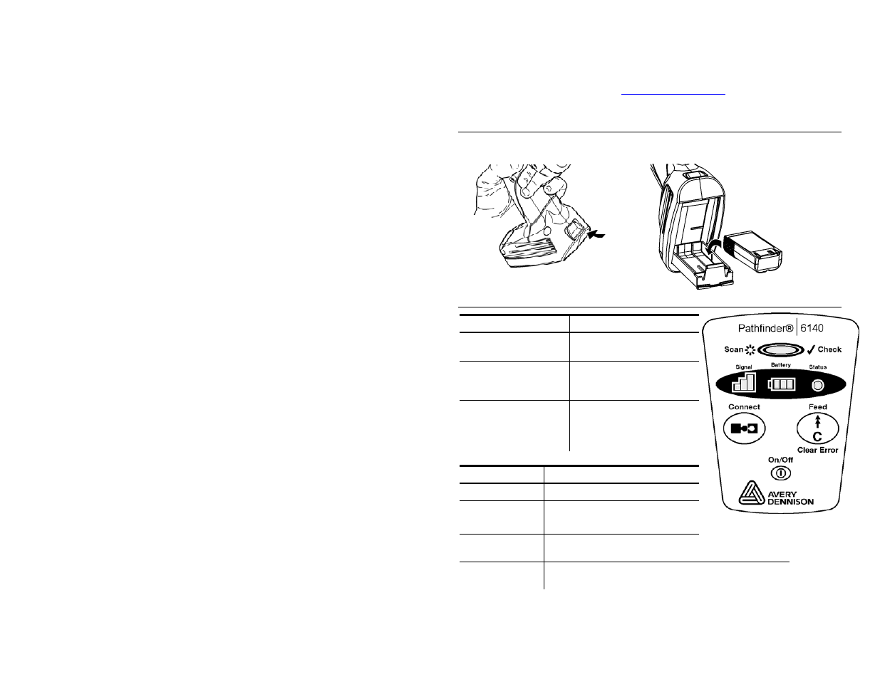 Remover/introduzir a bateria, Utilizar o painel de operador | Avery Dennison Pathfinder 6140 Quick Reference User Manual | Page 22 / 30
