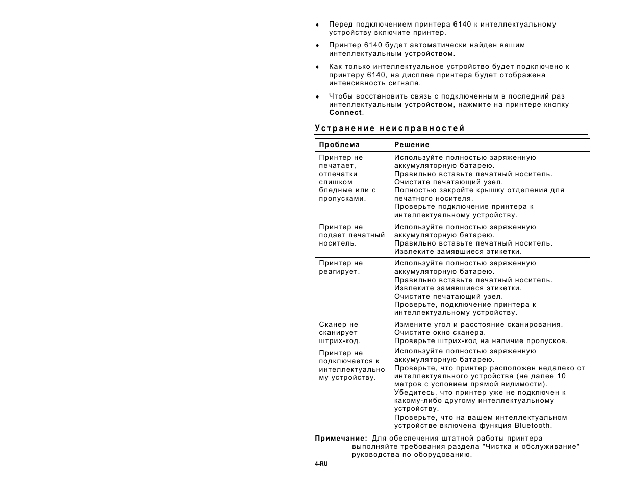 Устранение неисправностей | Avery Dennison Pathfinder 6140 Quick Reference User Manual | Page 29 / 30