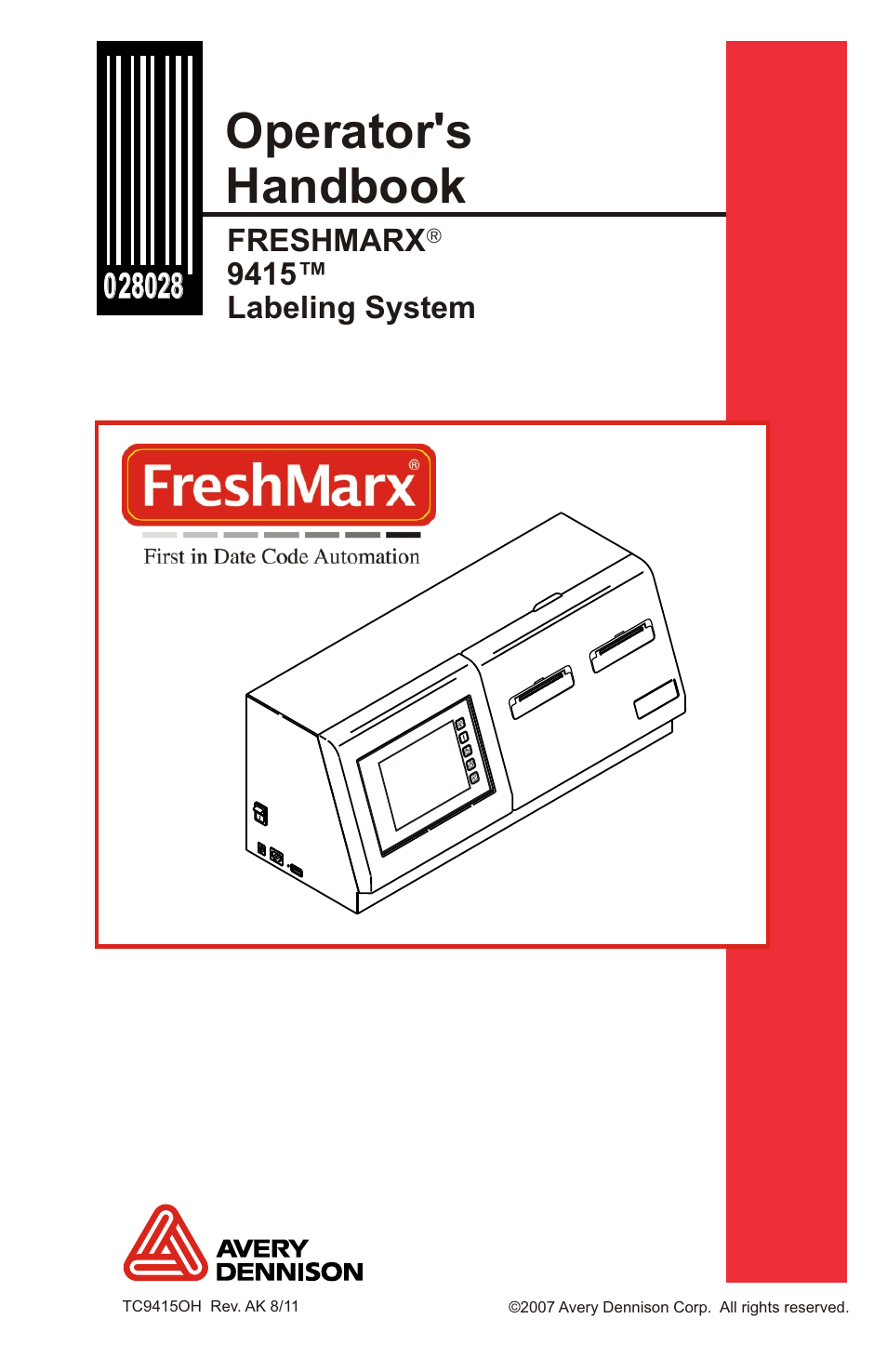 Avery Dennison FreshMarx 9415 Operator Handbook User Manual | 44 pages