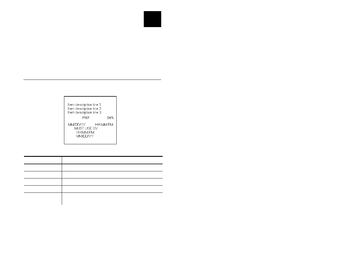 Label formats, Format 1 | Avery Dennison FreshMarx 9415 Operator Handbook User Manual | Page 31 / 44