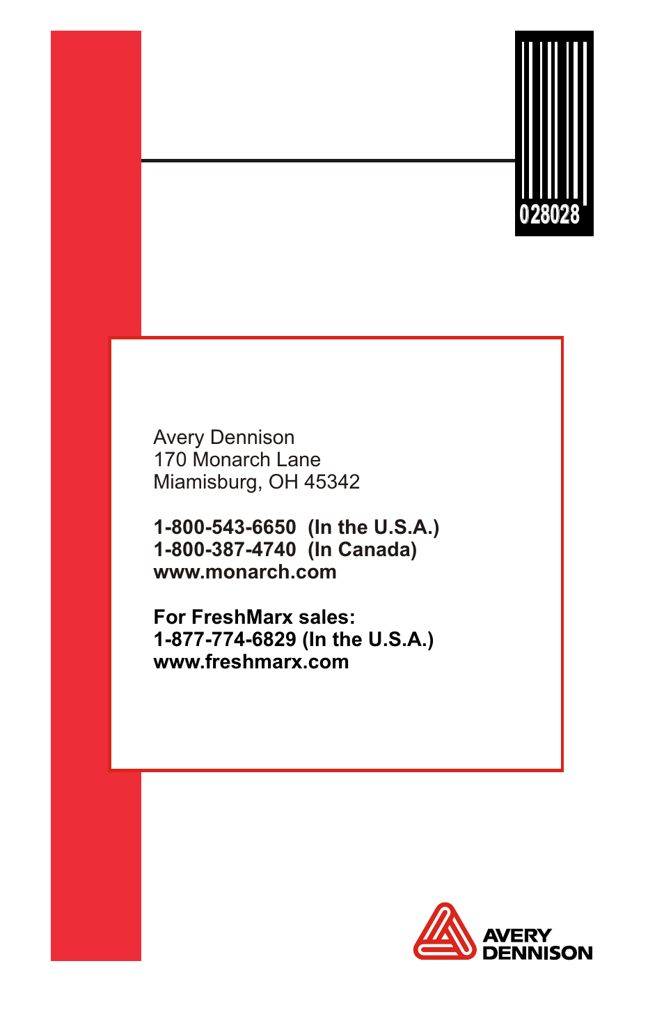 Avery Dennison FreshMarx 9415 Operator Handbook User Manual | Page 44 / 44