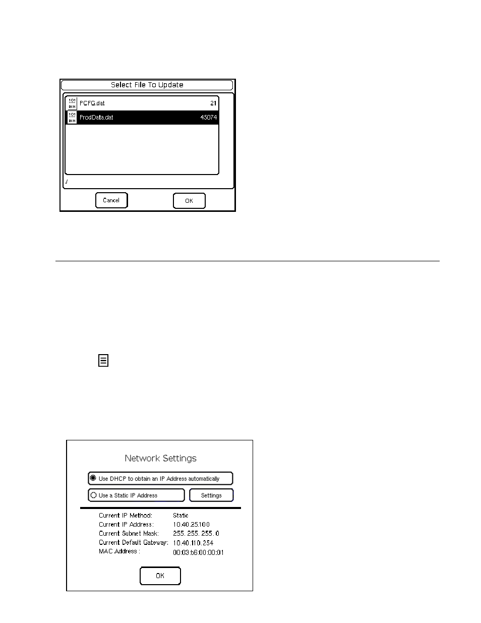 Transferring files with ethernet, Set the printer’s ip address, Transferring files with ethernet -3 | Set the printer’s ip address: -3, Updating, With ethernet, Updating with, Ethernet | Avery Dennison FreshMarx 9415 System Administrator Guide User Manual | Page 33 / 48