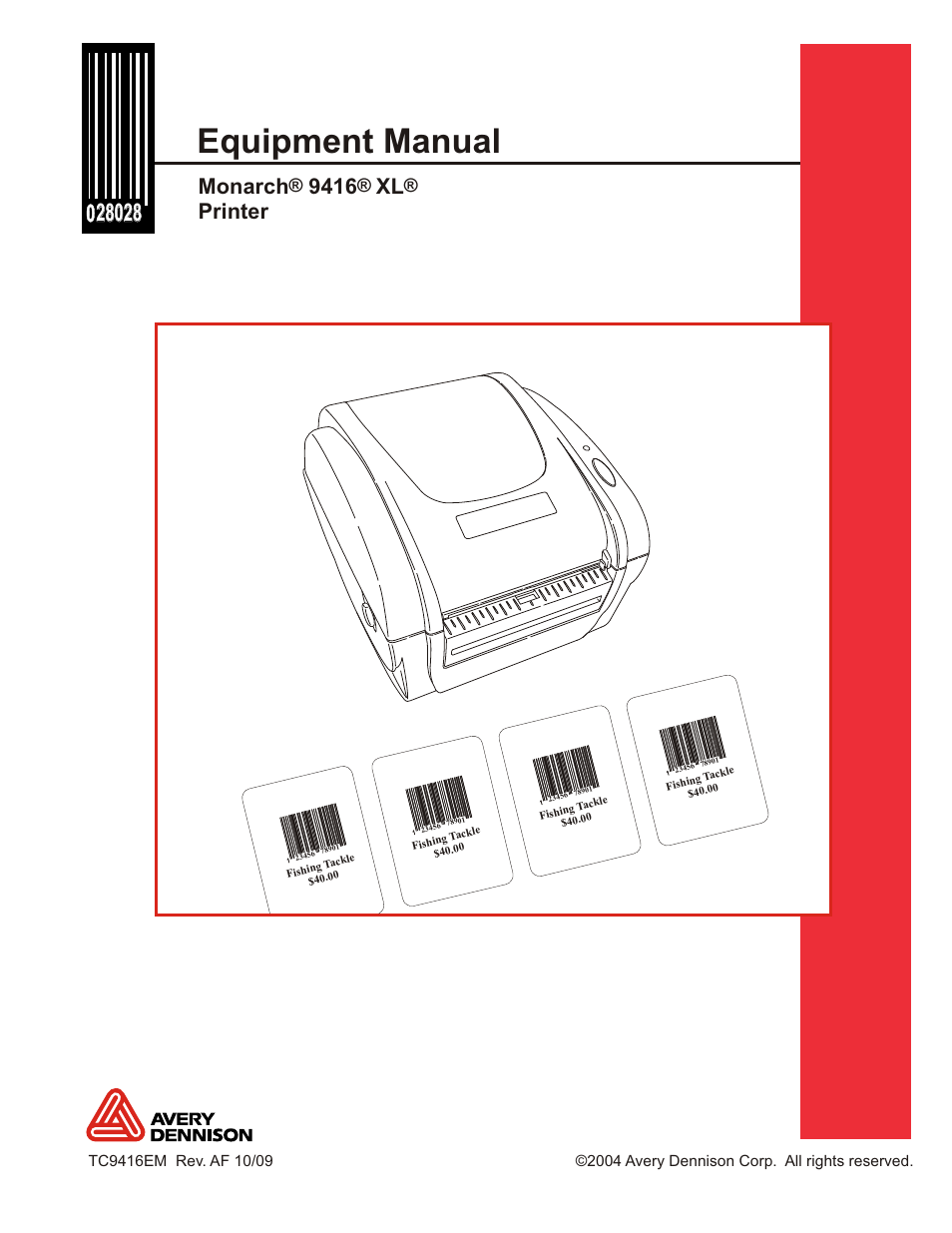 Avery Dennison Monarch 9416 XL Printer Equipment Manual User Manual | 30 pages