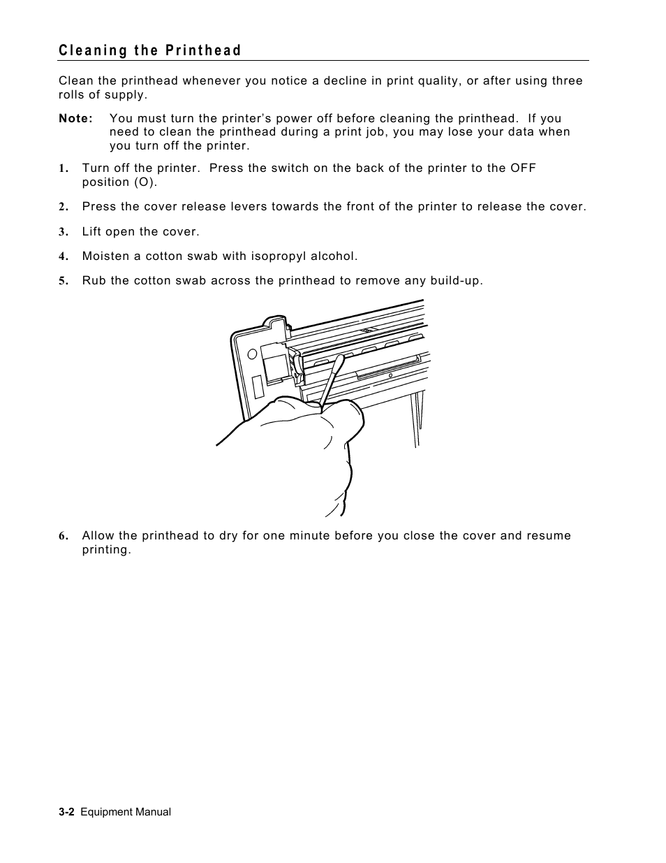 Cleaning the printhead, Cleaning the printhead -2 | Avery Dennison Monarch 9416 XL Printer Equipment Manual User Manual | Page 20 / 30