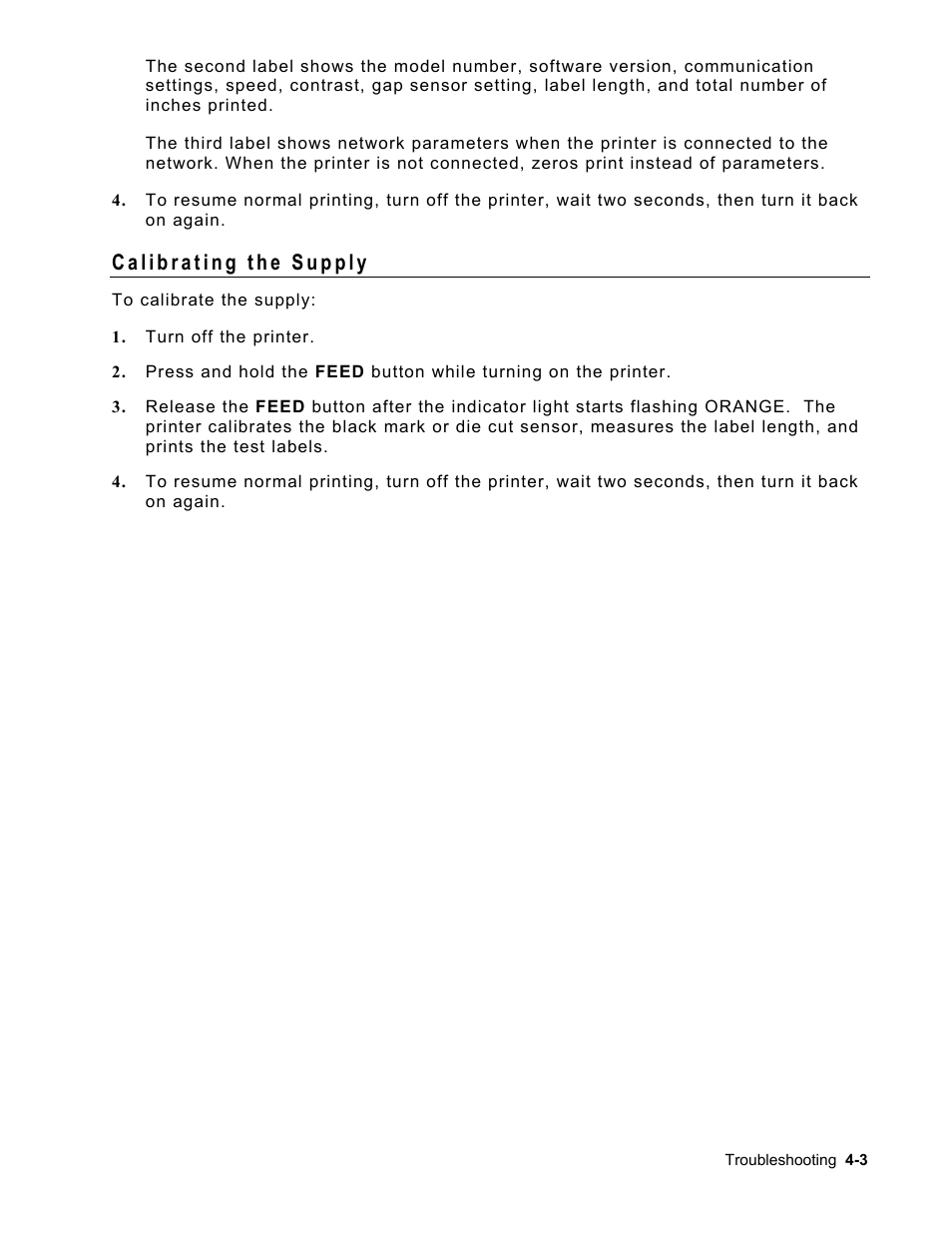 Calibrating the supply, Calibrating the supply -3 | Avery Dennison Monarch 9416 XL Printer Equipment Manual User Manual | Page 25 / 30