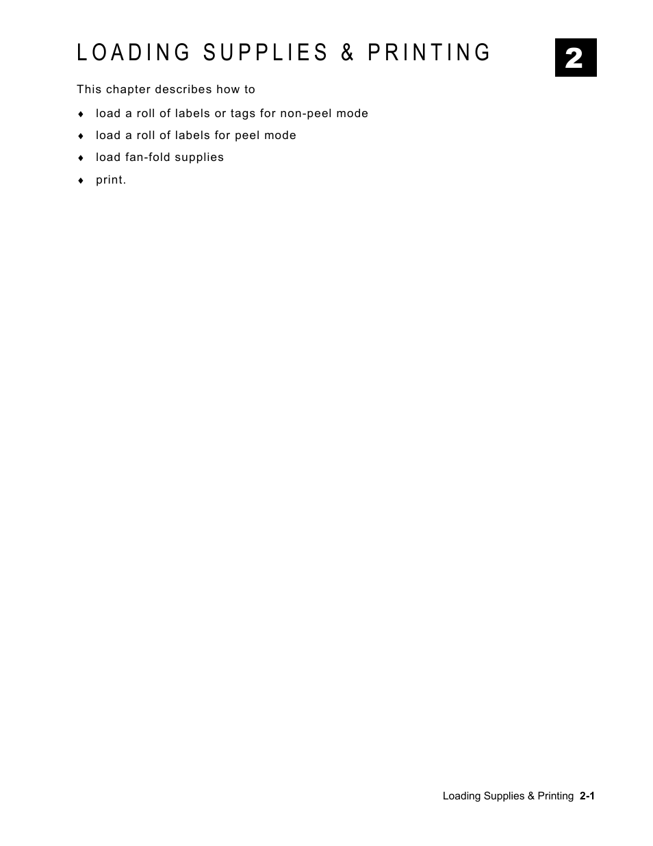 Loading supplies & printing, Loading supplies & printing -1 | Avery Dennison Monarch 9416 XL Printer Equipment Manual User Manual | Page 9 / 30