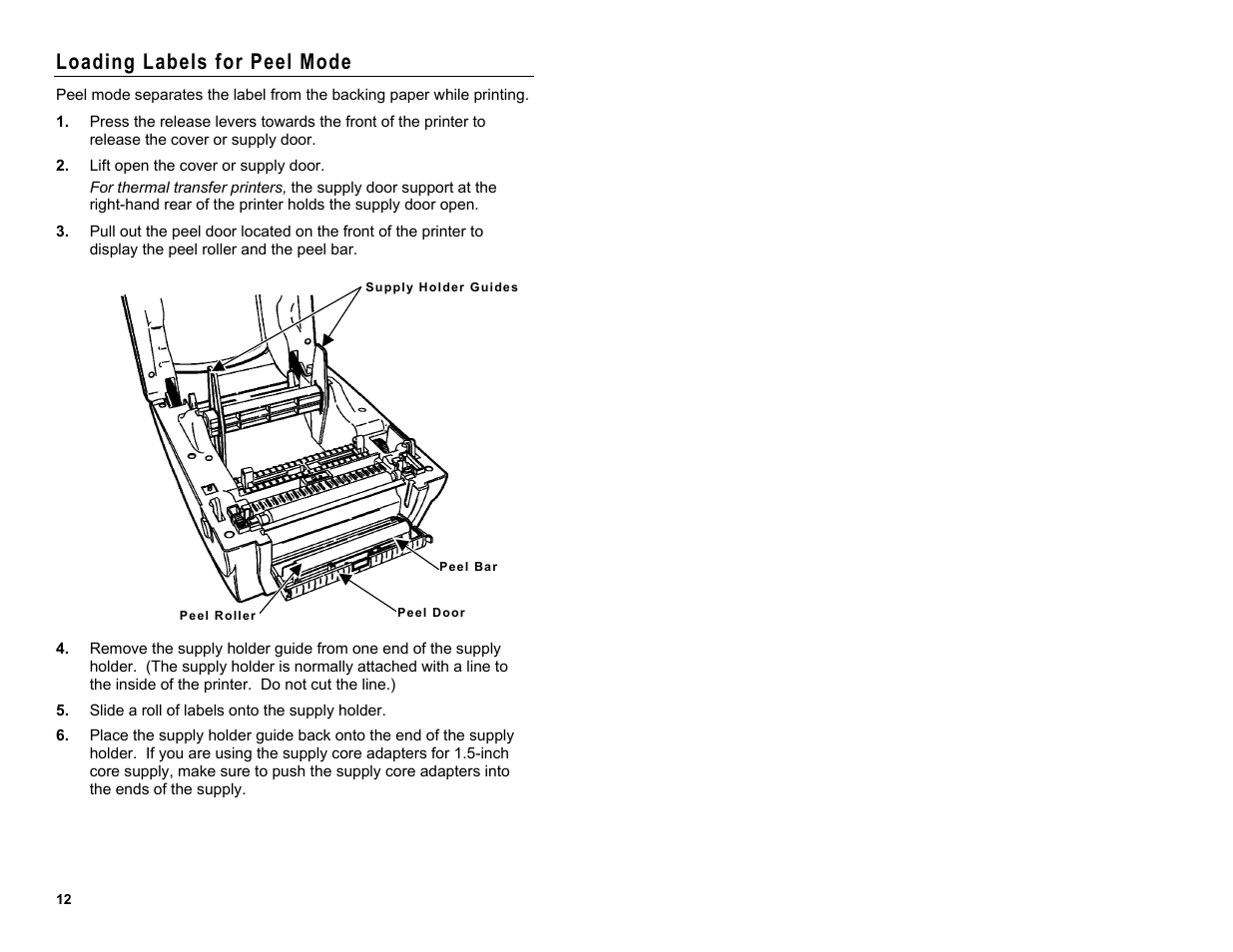 Loading labels for peel mode | Avery Dennison Monarch 9416 XL Quick Reference User Manual | Page 12 / 22