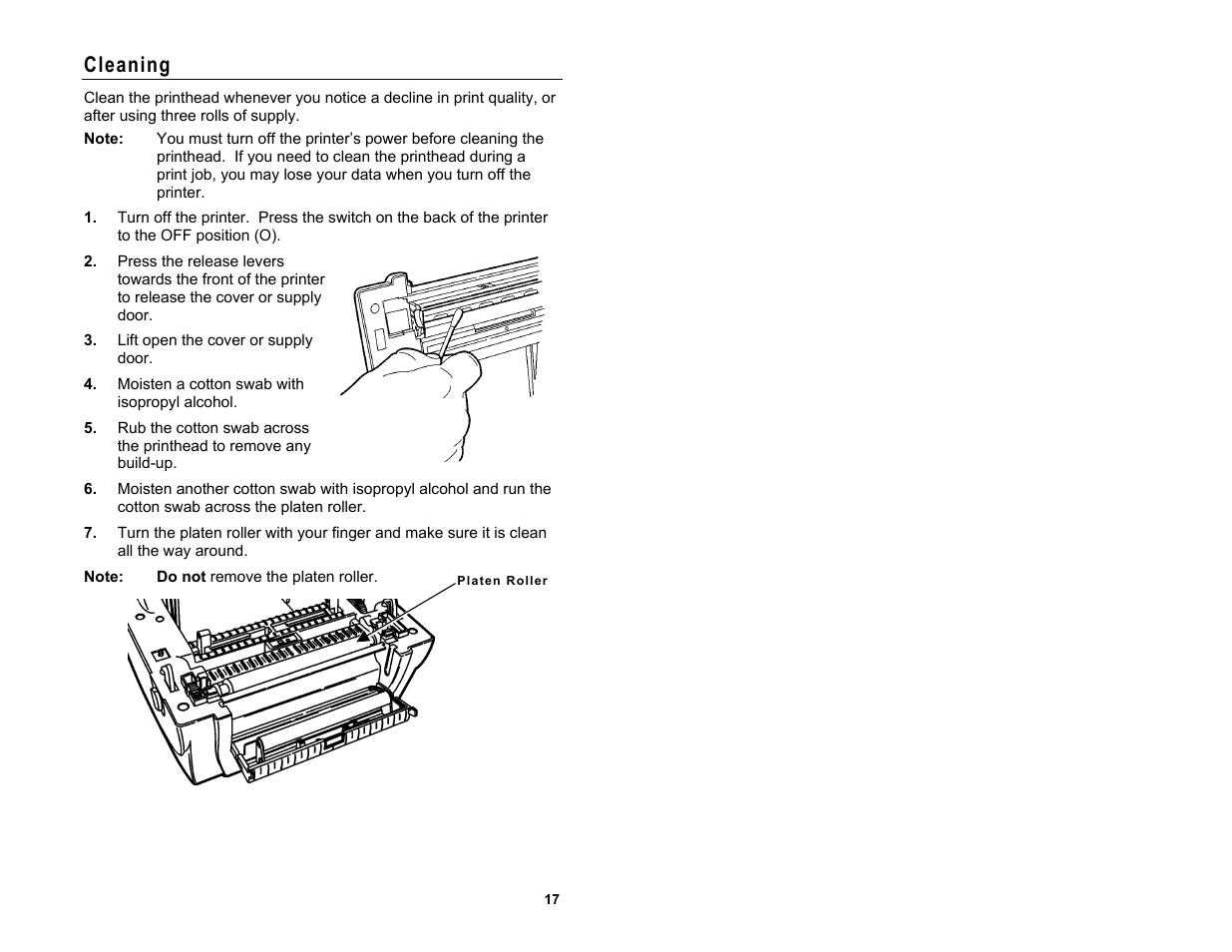 Cleaning | Avery Dennison Monarch 9416 XL Quick Reference User Manual | Page 17 / 22