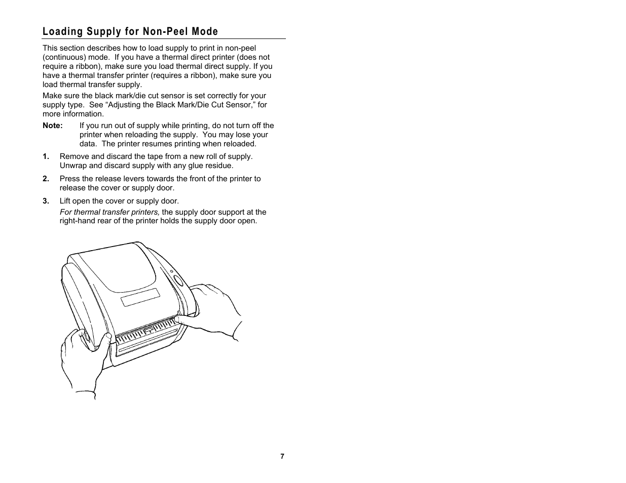 Loading supply for non-peel mode | Avery Dennison Monarch 9416 XL Quick Reference User Manual | Page 7 / 22