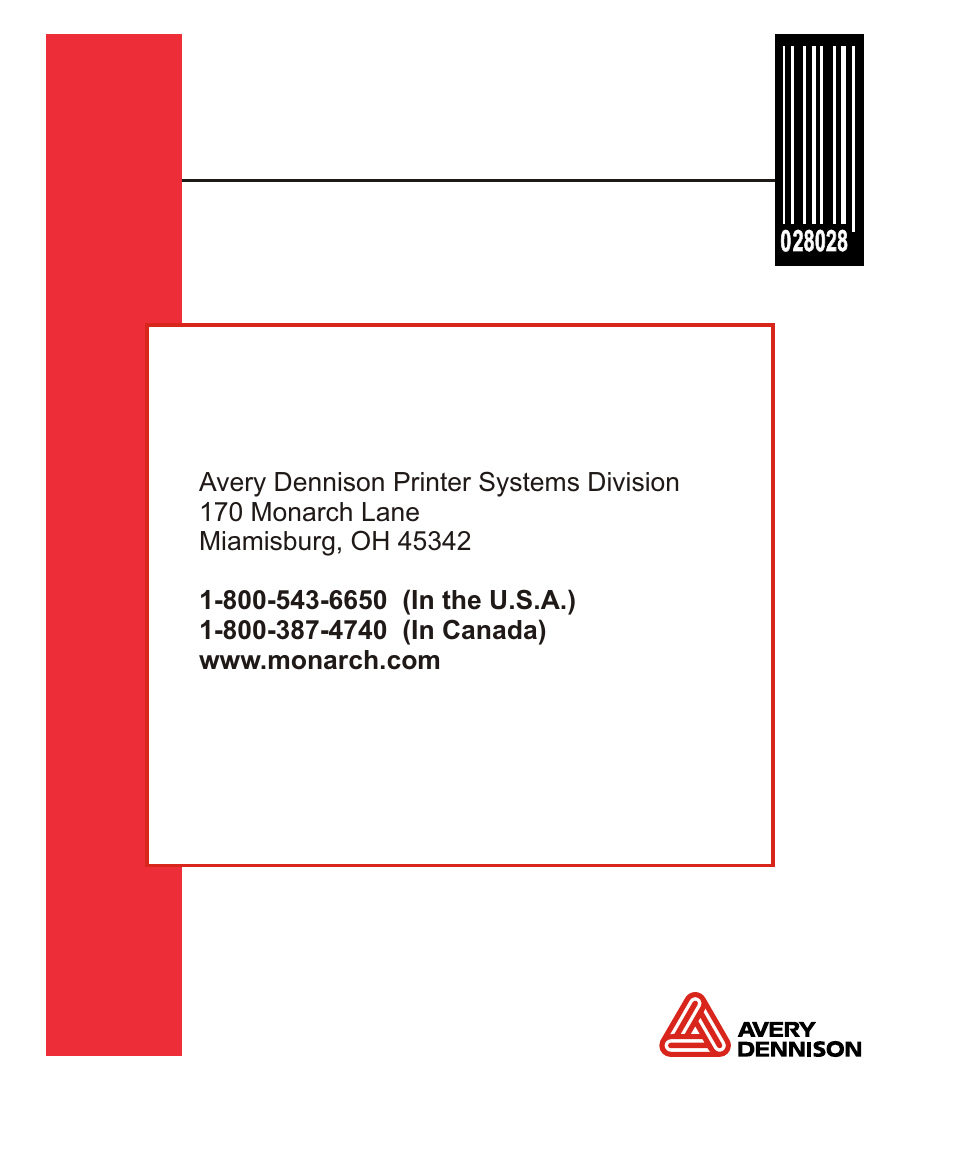 Avery Dennison Monarch 9416 XL Intelligent Kit User Manual | Page 34 / 34