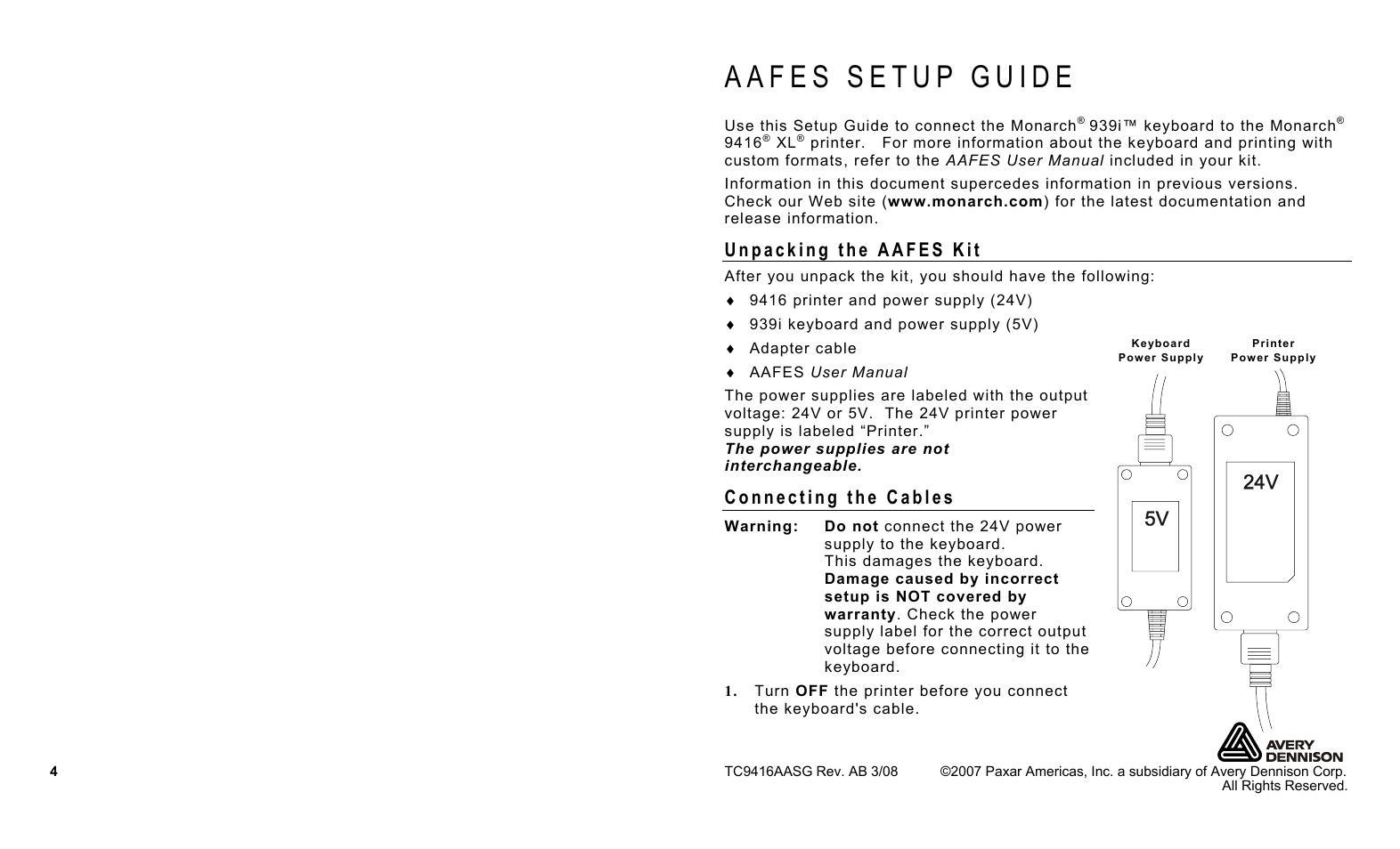 Avery Dennison Monarch 9416 XL AAFES Setup User Manual | Page 4 / 4