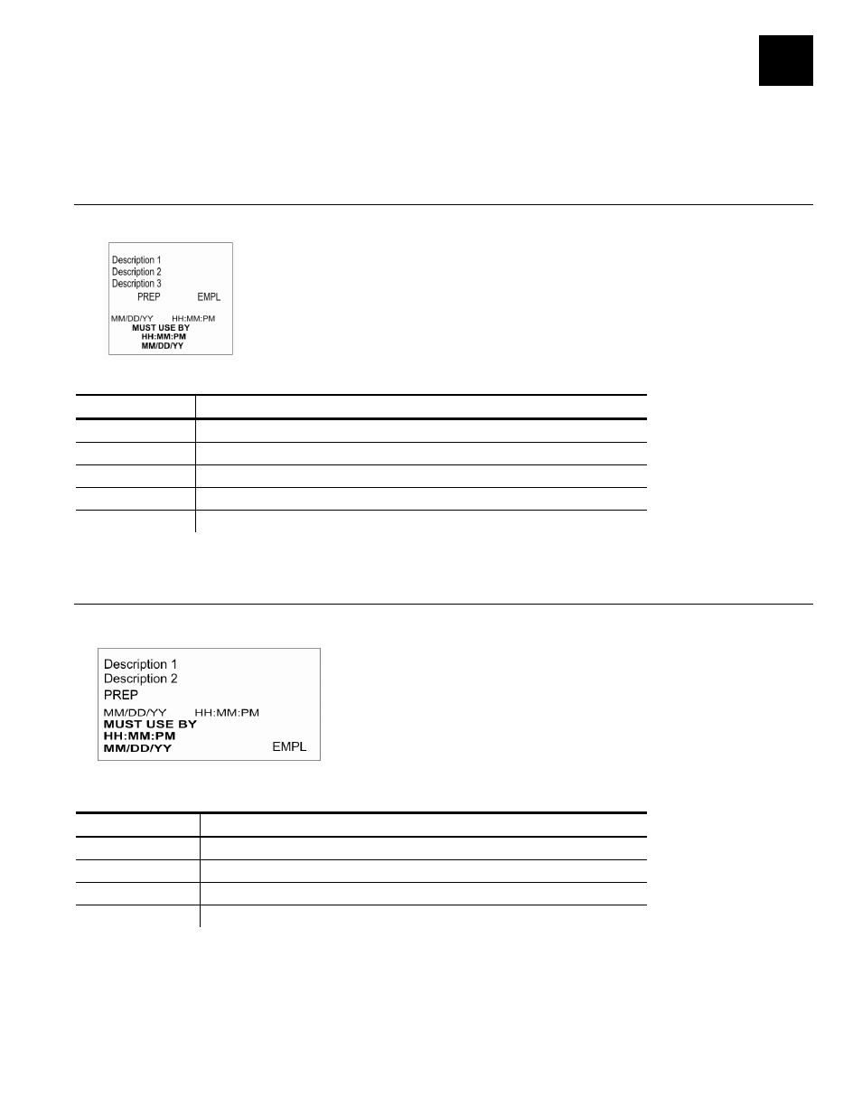 Label formats, Format 1, Format 2 | Format 1 format 2 | Avery Dennison FreshMarx 9417 System Administrator Guide User Manual | Page 63 / 70