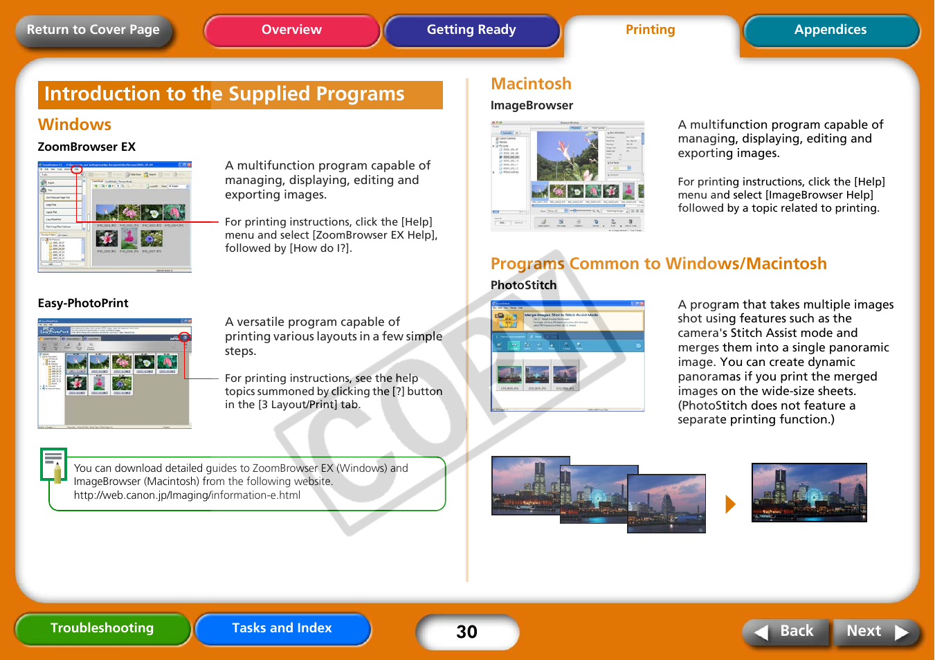 Introduction to the supplied programs, Next | Canon CP730 User Manual | Page 30 / 51