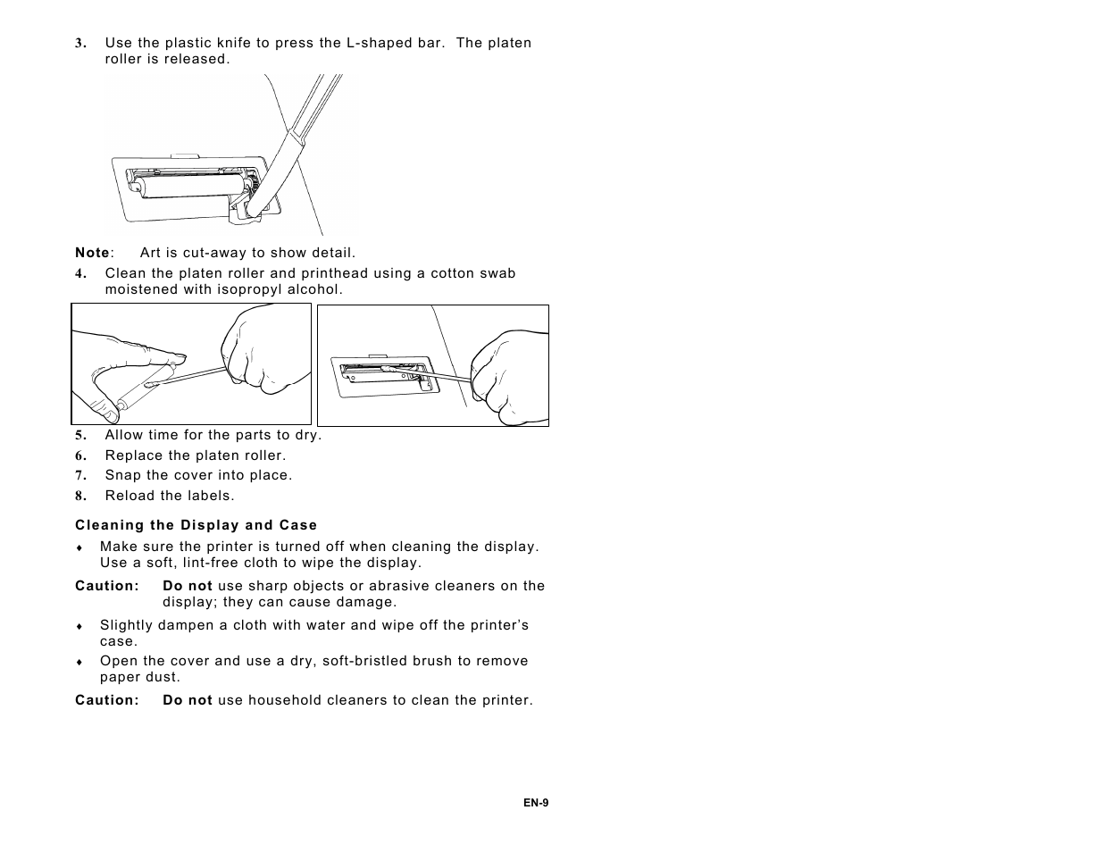 Cleaning the display and case | Avery Dennison FreshMarx 9417 Quick Reference User Manual | Page 9 / 10