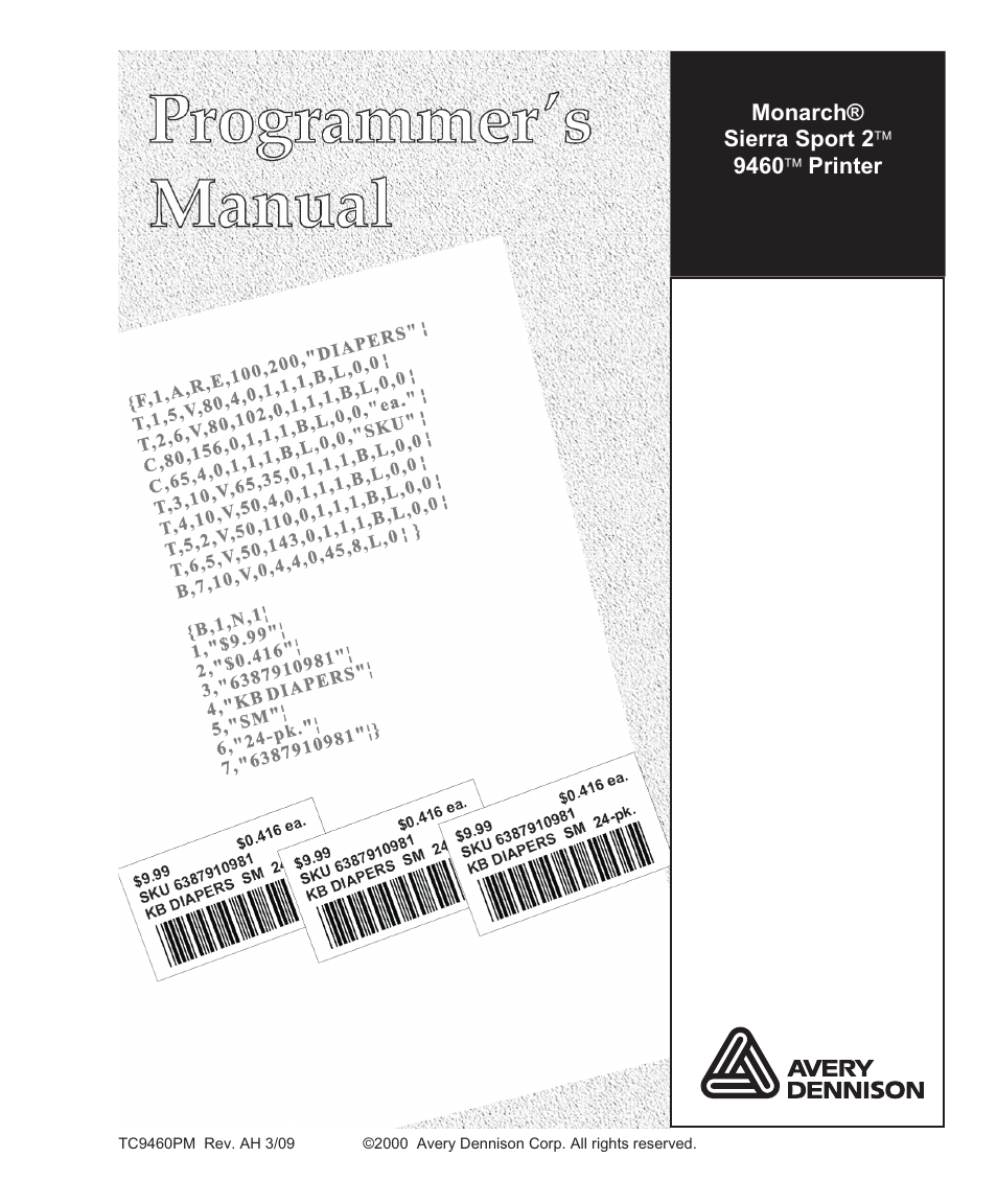 Avery Dennison Sierra Sport2 9460 Programmer Manual User Manual | 230 pages