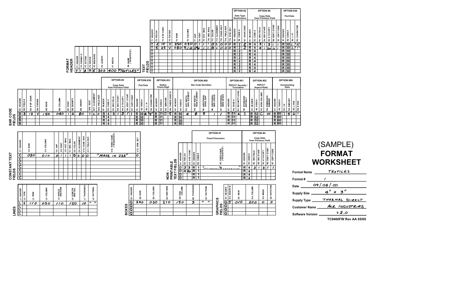 Grap hi cs fi e ld s, Bbar co de fi e ld s, R4 4 4 4 | Avery Dennison Sierra Sport2 9460 Programmer Manual User Manual | Page 214 / 230