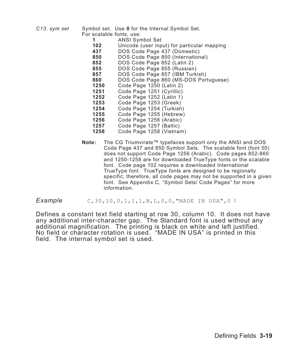 Incorrect symbols print 3-19, Example | Avery Dennison Sierra Sport2 9460 Programmer Manual User Manual | Page 67 / 230