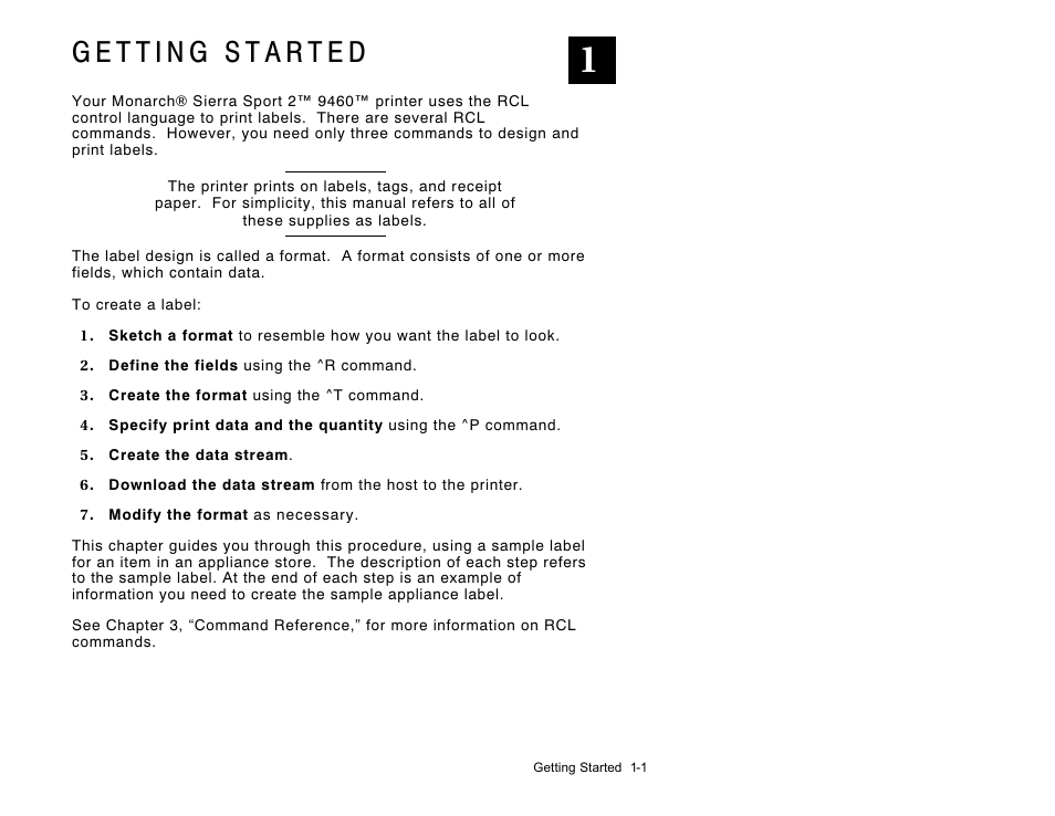 Avery Dennison Sierra Sport2 9460 RCL Commands Programmer Manual User Manual | Page 11 / 84