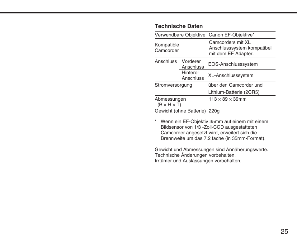 Canon XL User Manual | Page 25 / 44