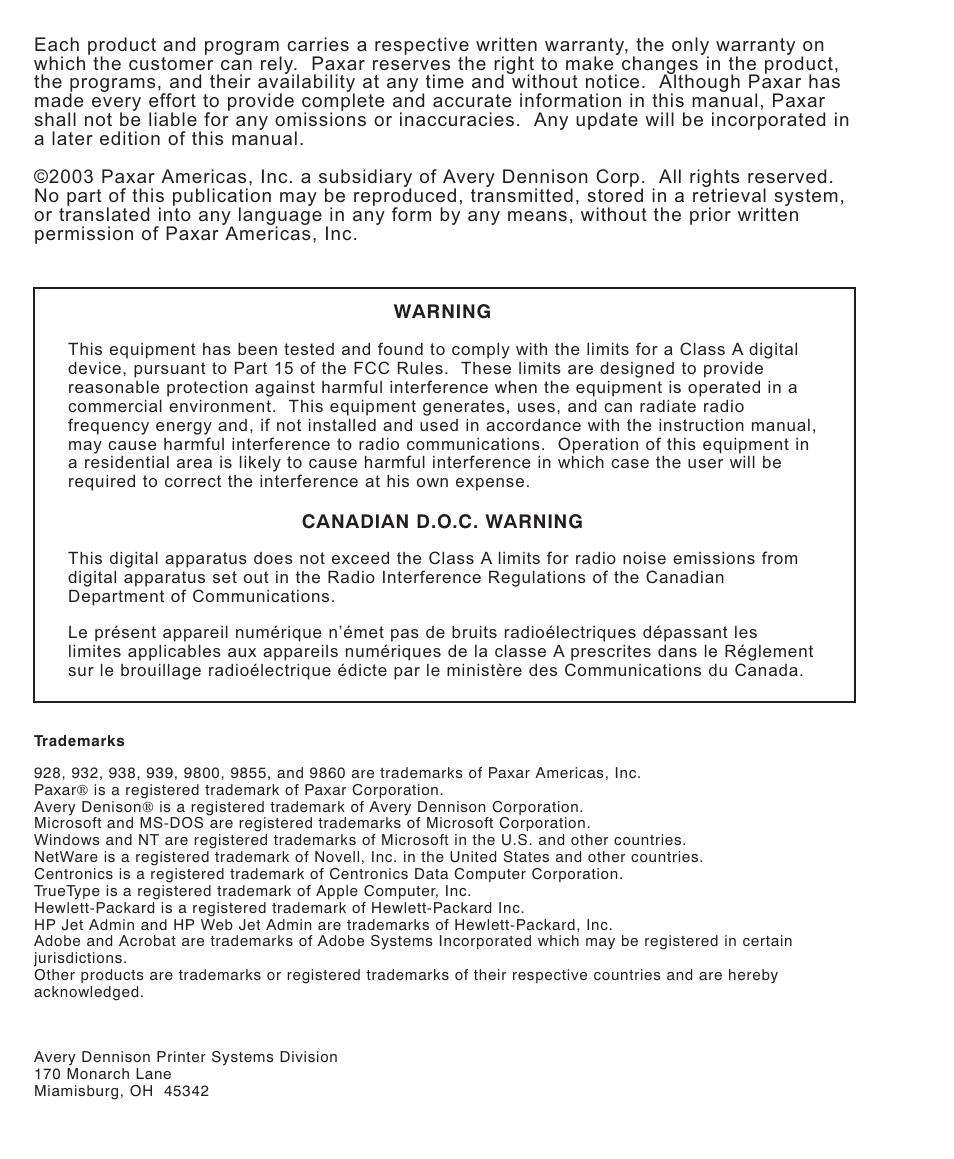 Avery Dennison Monarch 9860 Operator Handbook User Manual | Page 2 / 118