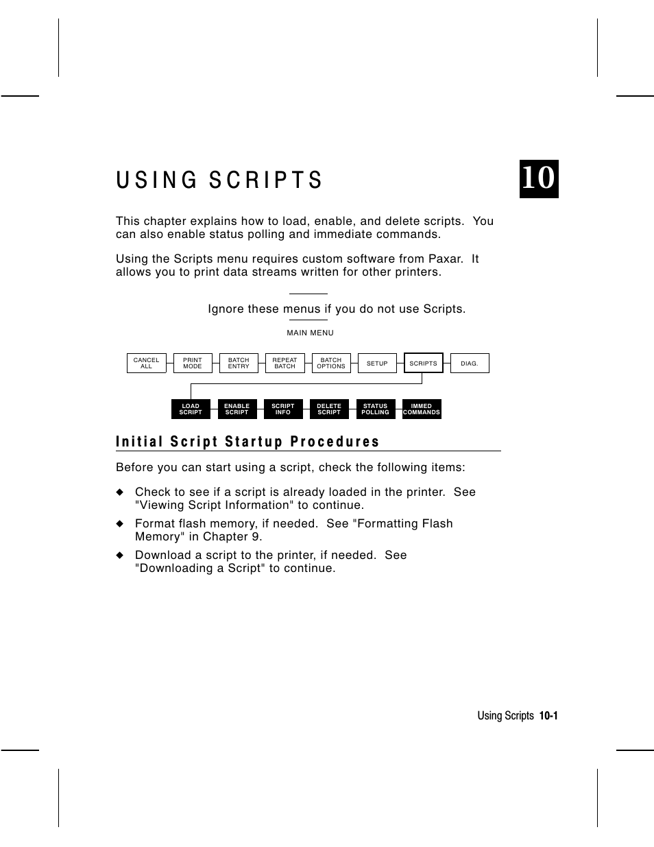 Using scripts 10-1 | Avery Dennison Monarch 9860 Operator Handbook User Manual | Page 81 / 118