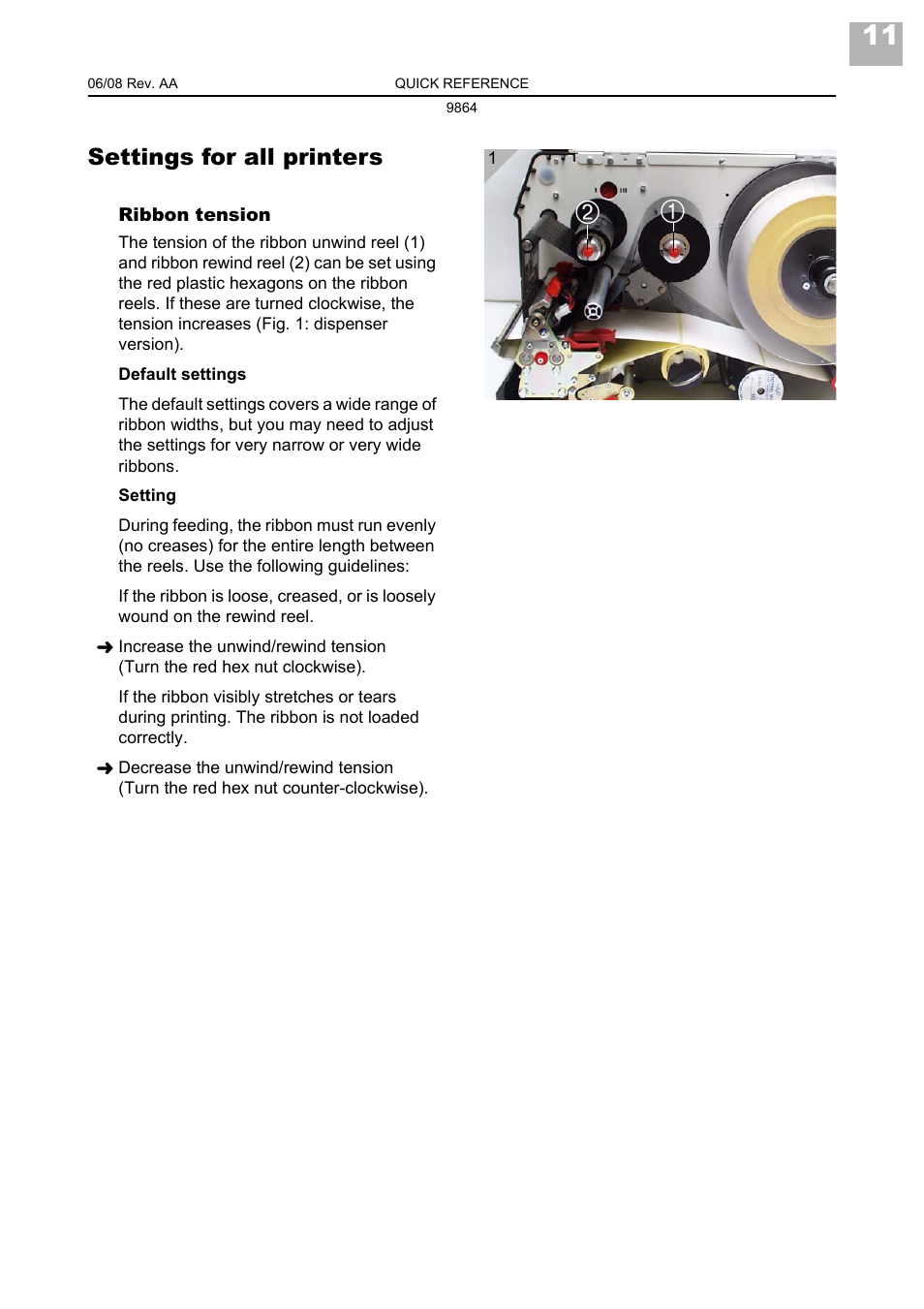 Settings for all printers | Avery Dennison Monarch 9864 Quick Reference User Manual | Page 13 / 28