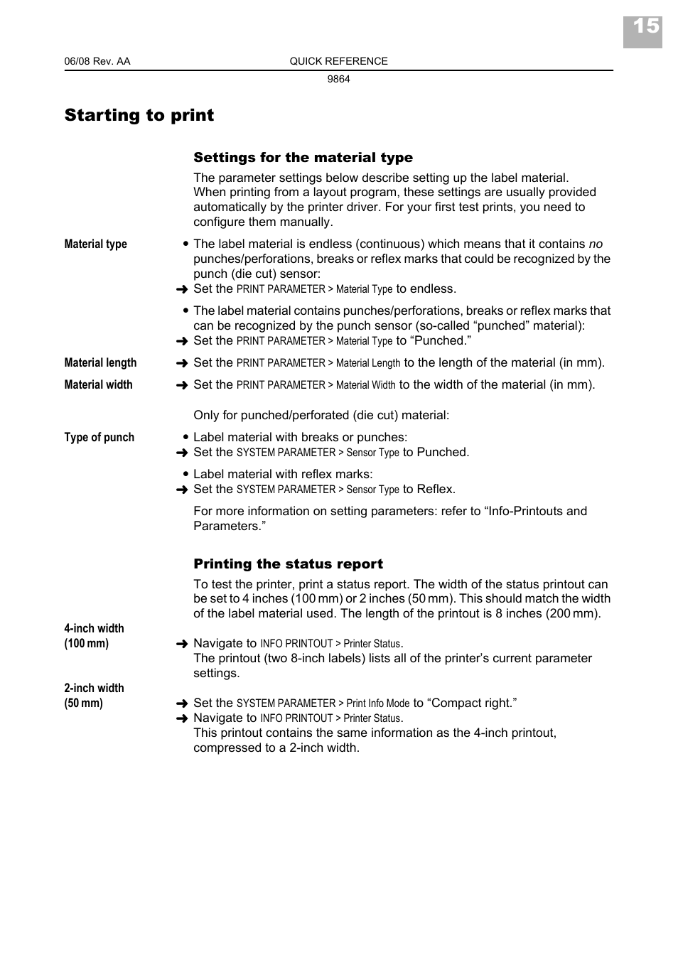 Starting to print | Avery Dennison Monarch 9864 Quick Reference User Manual | Page 17 / 28