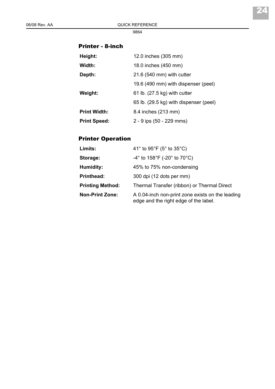Avery Dennison Monarch 9864 Quick Reference User Manual | Page 26 / 28
