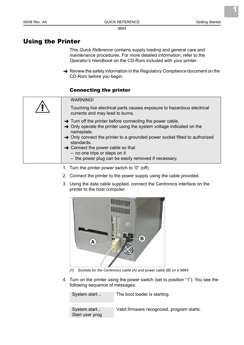 Using the printer | Avery Dennison Monarch 9864 Quick Reference User Manual | Page 3 / 28