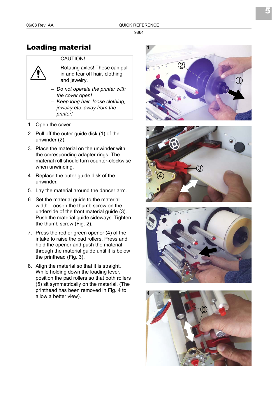 Loading material | Avery Dennison Monarch 9864 Quick Reference User Manual | Page 7 / 28