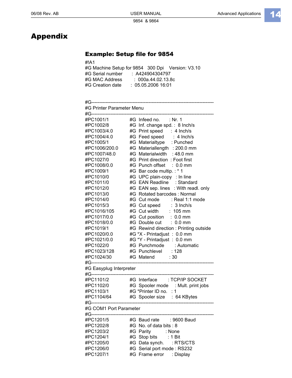 Appendix | Avery Dennison Monarch 9864 Advanced Applications User Manual | Page 14 / 21