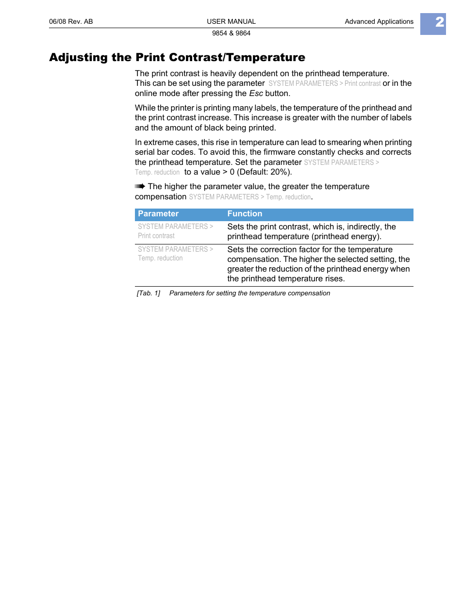 Adjusting the print contrast/temperature | Avery Dennison Monarch 9864 Advanced Applications User Manual | Page 2 / 21