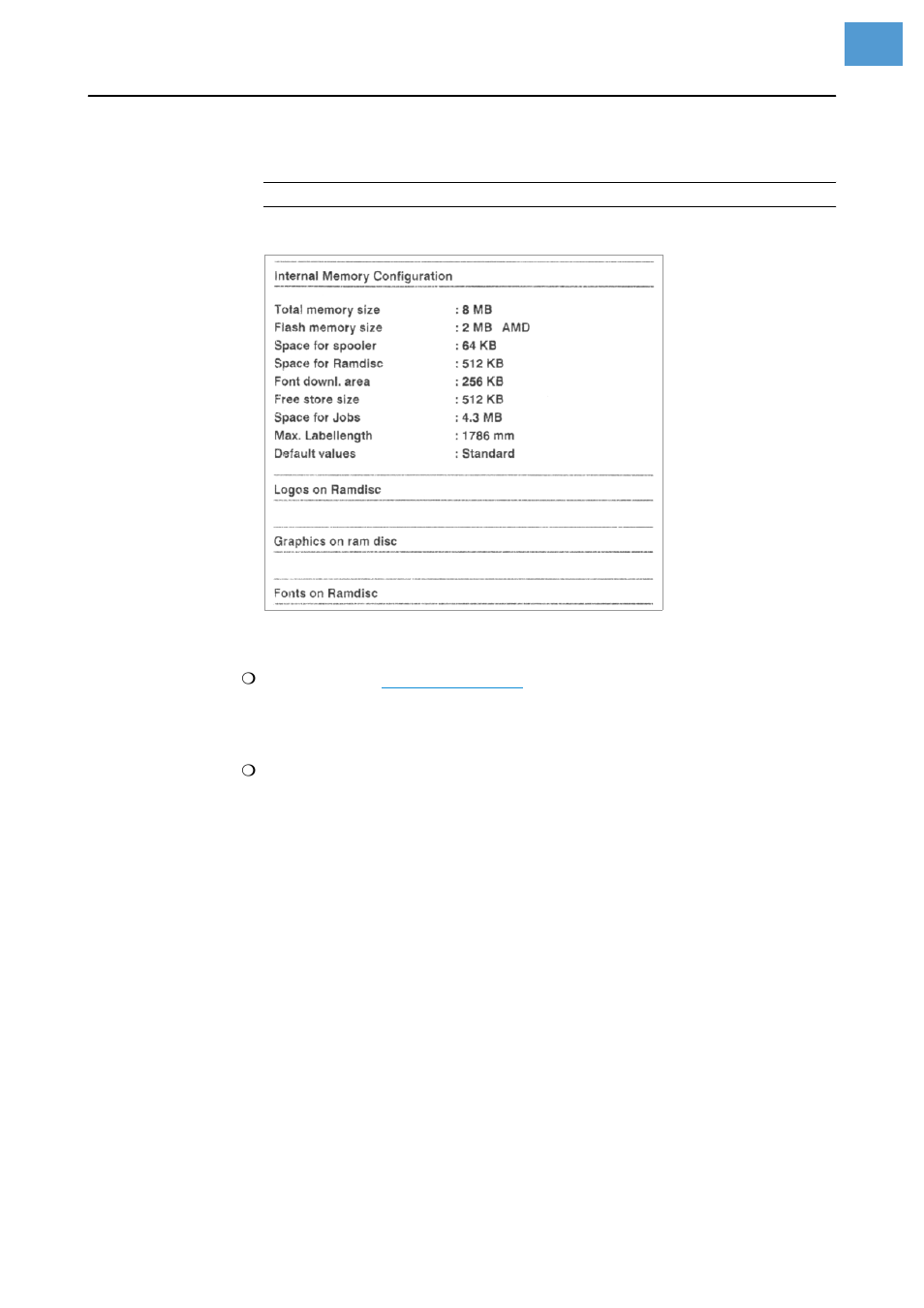 Memory status | Avery Dennison Monarch 9864 Info Printouts and Parameters User Manual | Page 16 / 111