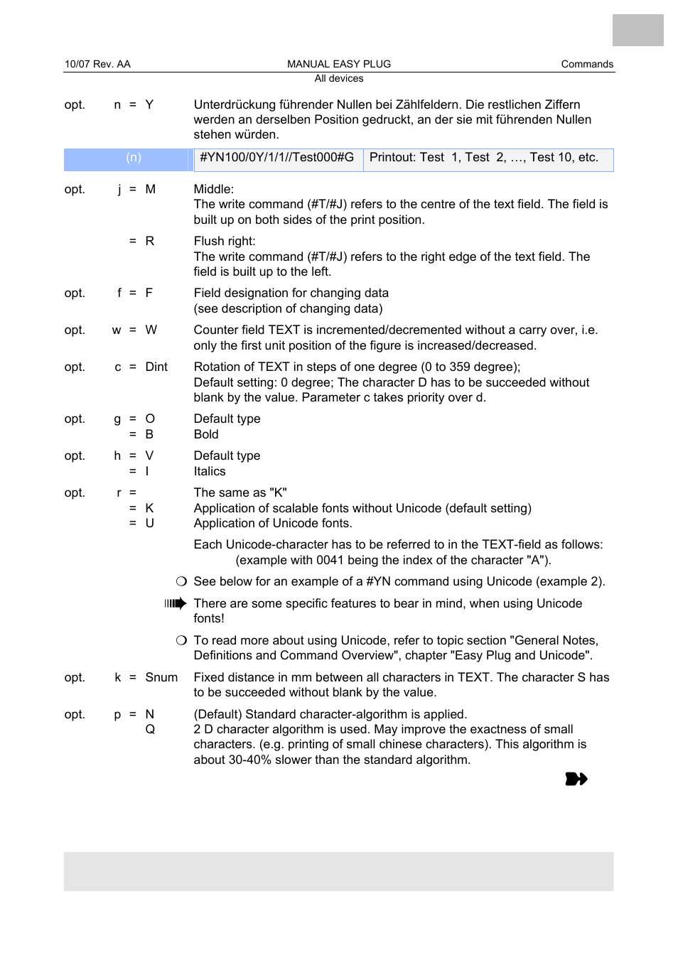 Avery Dennison Monarch 9864 Description of Commands User Manual | Page 105 / 119