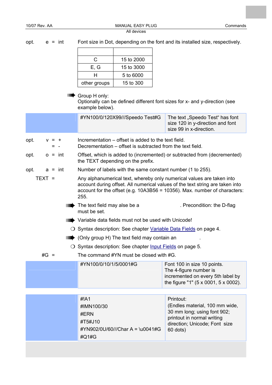 Avery Dennison Monarch 9864 Description of Commands User Manual | Page 106 / 119