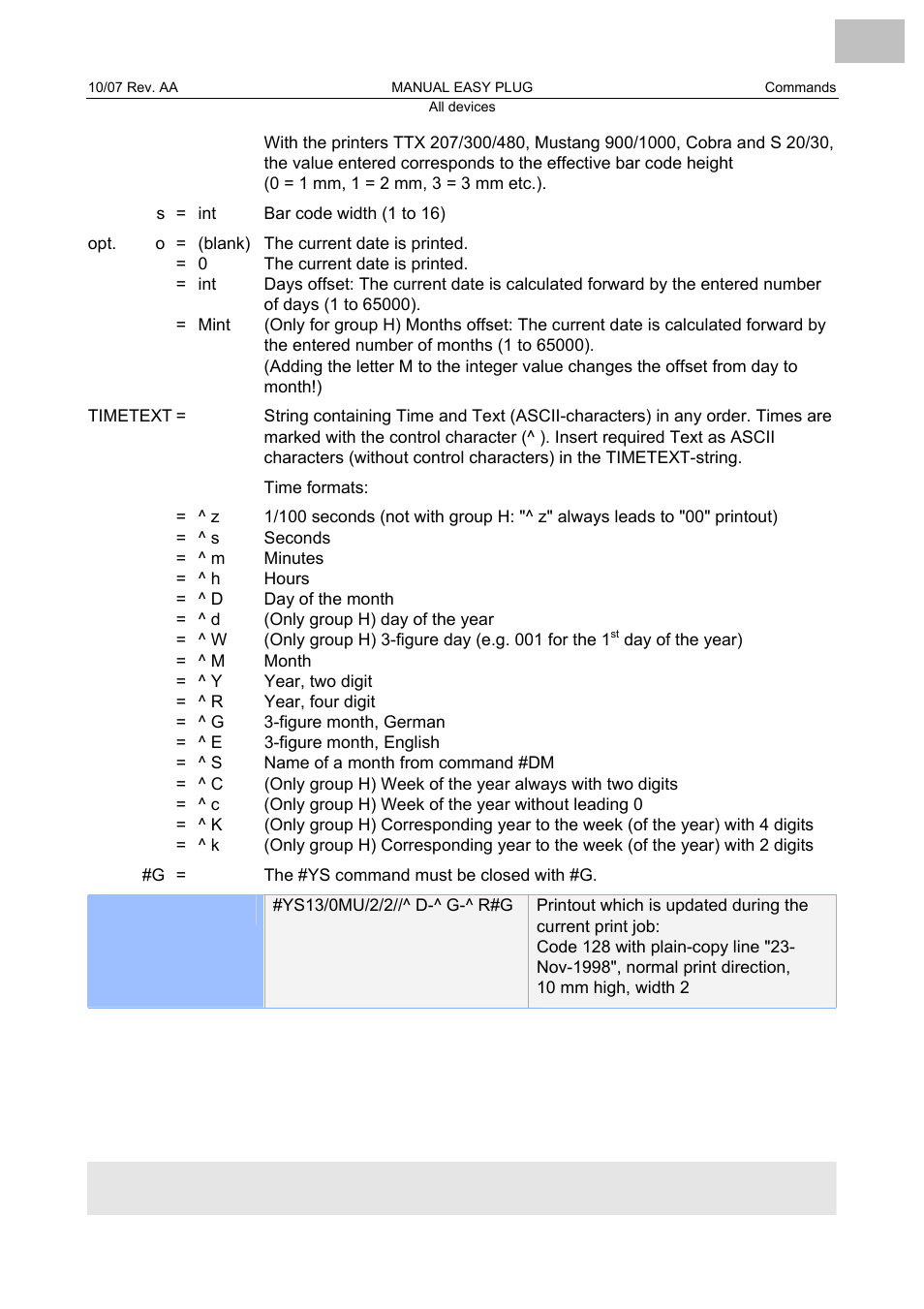 Avery Dennison Monarch 9864 Description of Commands User Manual | Page 111 / 119