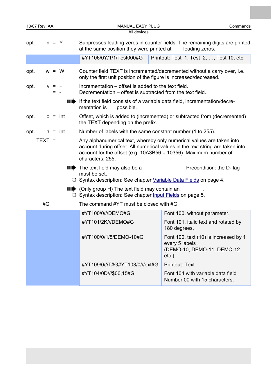 Avery Dennison Monarch 9864 Description of Commands User Manual | Page 113 / 119