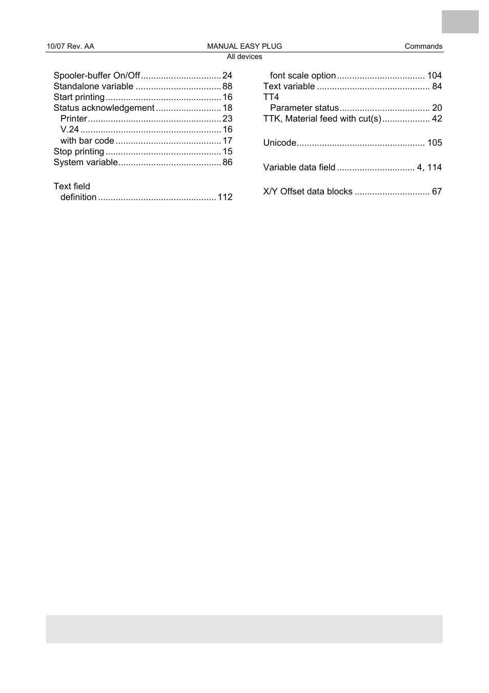 Avery Dennison Monarch 9864 Description of Commands User Manual | Page 119 / 119