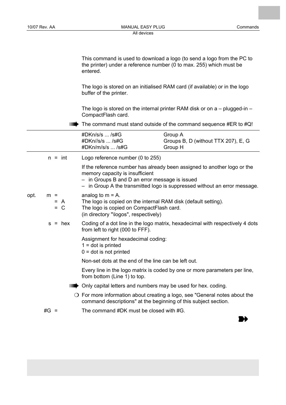 Dk downloading a logo, Downloading a logo | Avery Dennison Monarch 9864 Description of Commands User Manual | Page 35 / 119