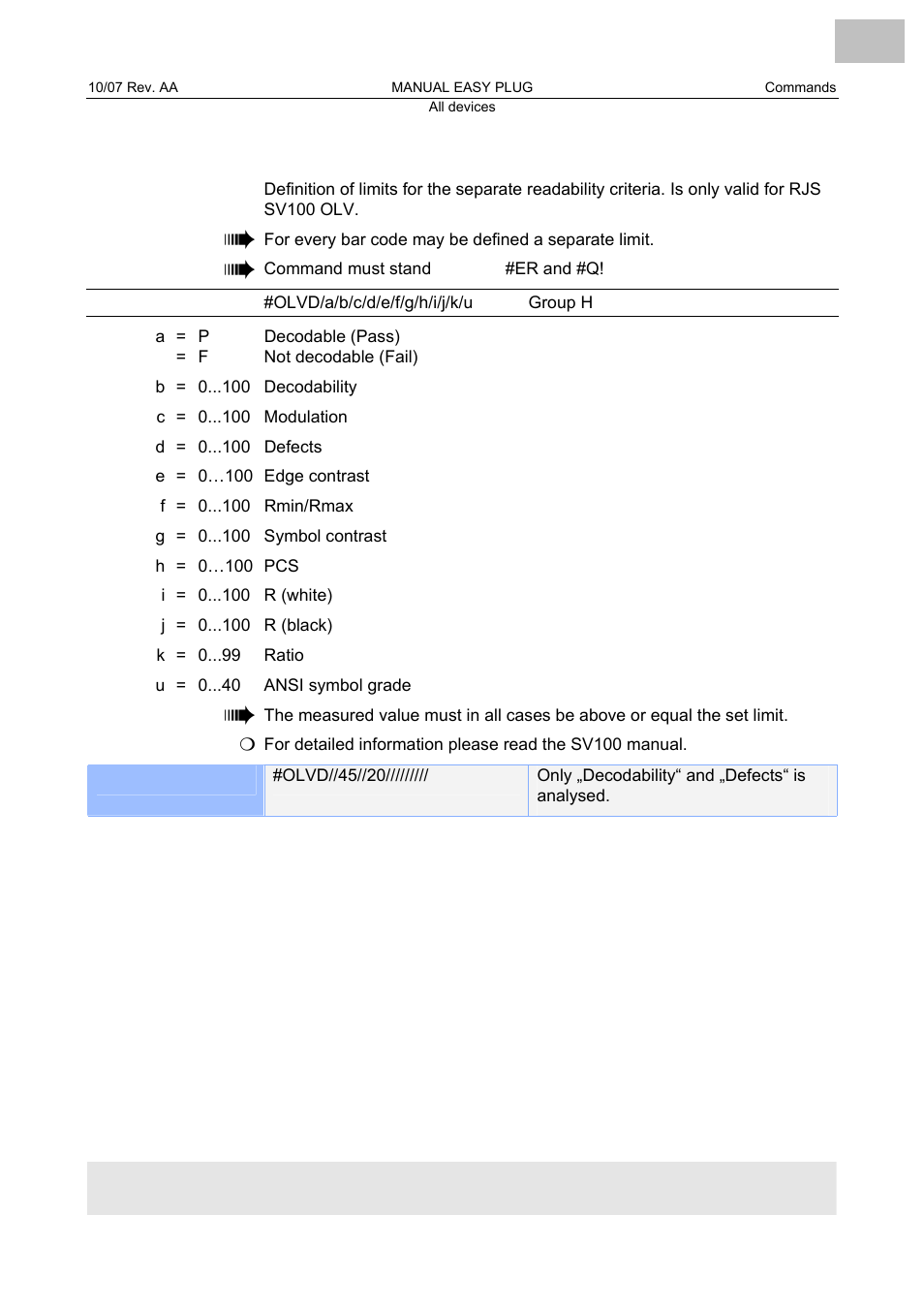 Olvd define olv limits, Olvd, Define olv limits | Avery Dennison Monarch 9864 Description of Commands User Manual | Page 58 / 119