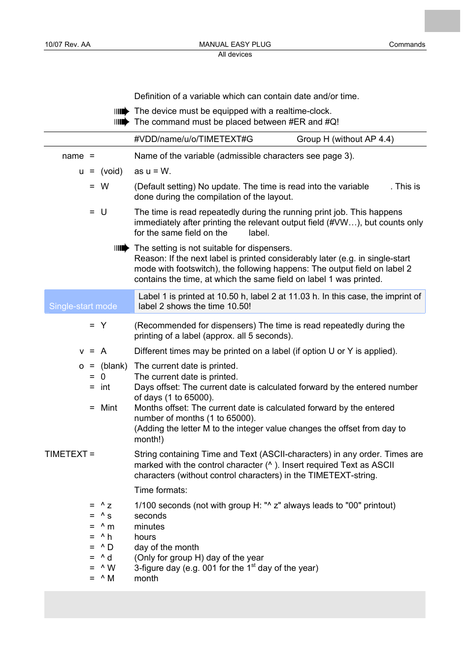 Vdd define date and time variable, Define date and time variable | Avery Dennison Monarch 9864 Description of Commands User Manual | Page 85 / 119