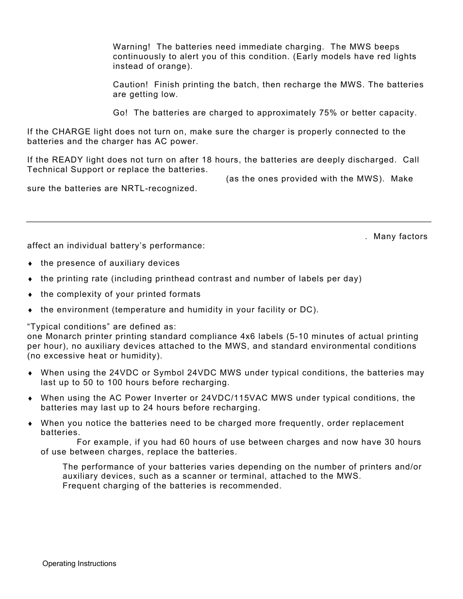 Frequency of charging/run-time guidelines, Frequency of charging/run-time guidelines -4 | Avery Dennison Monarch 9876 User Manual | Page 14 / 24